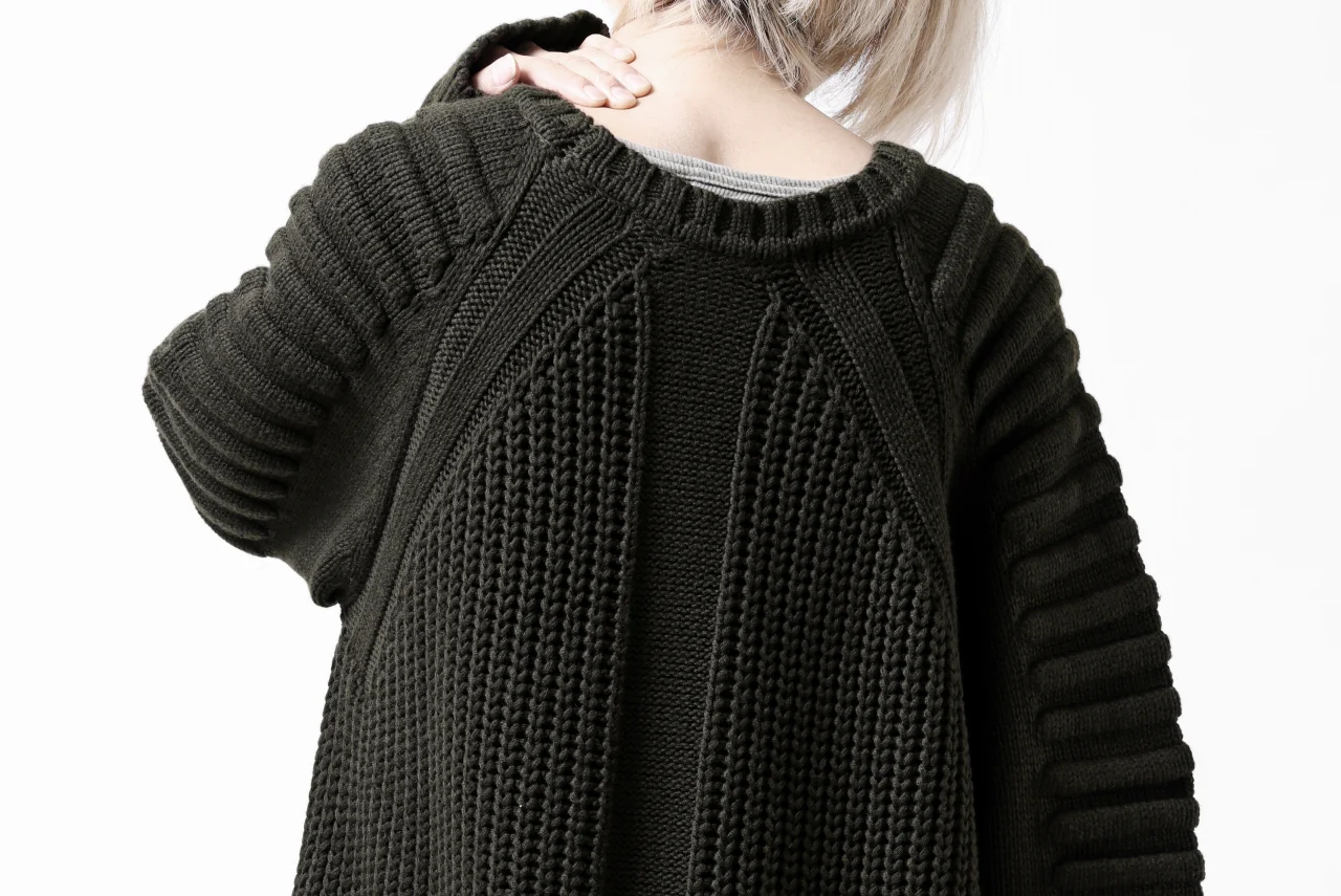 A.F ARTEFACT LOWGAUGE CABLE KNIT PULLOVER LADDER-SLEEVE (KHAKI) - Image 26