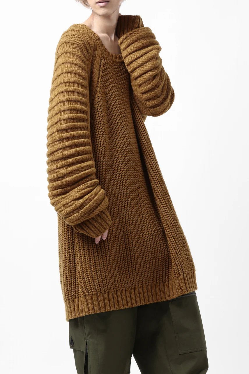 A.F ARTEFACT LOWGAUGE CABLE KNIT PULLOVER LADDER-SLEEVE (MUSTARD) - Image 10