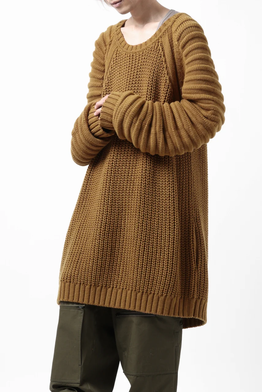 A.F ARTEFACT LOWGAUGE CABLE KNIT PULLOVER LADDER-SLEEVE (MUSTARD) - Image 11