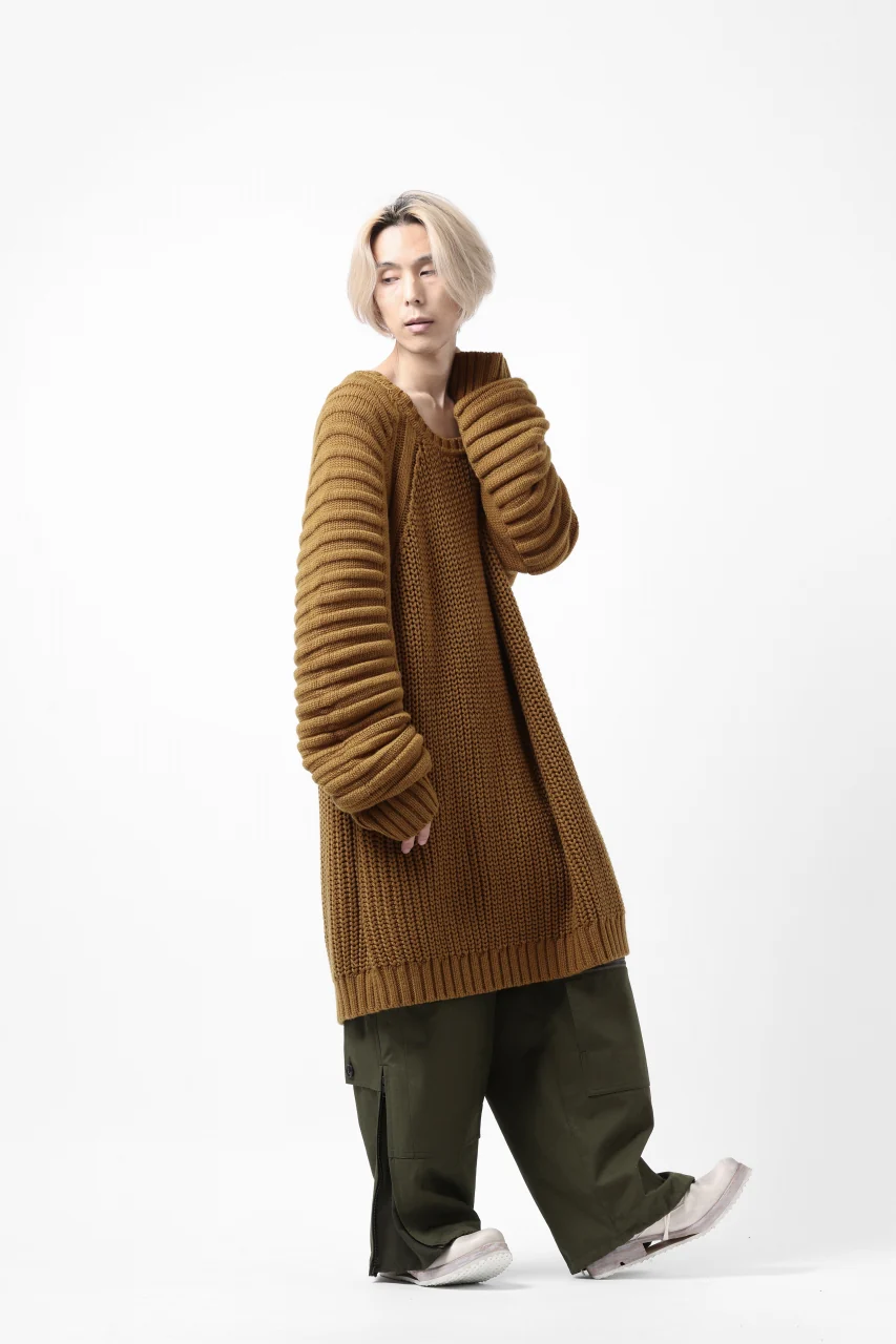A.F ARTEFACT LOWGAUGE CABLE KNIT PULLOVER LADDER-SLEEVE (MUSTARD) - Image 12