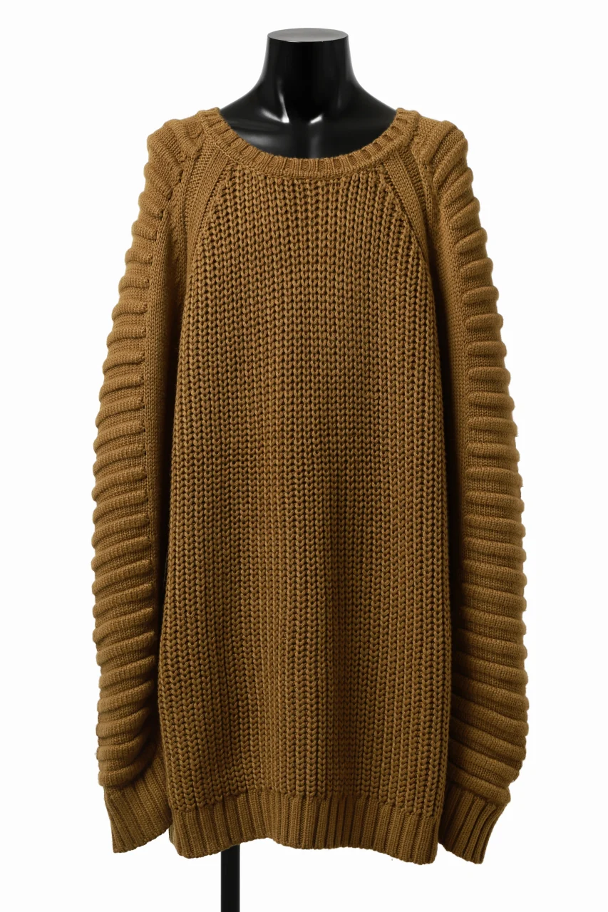 A.F ARTEFACT LOWGAUGE CABLE KNIT PULLOVER LADDER-SLEEVE (MUSTARD) - Image 13