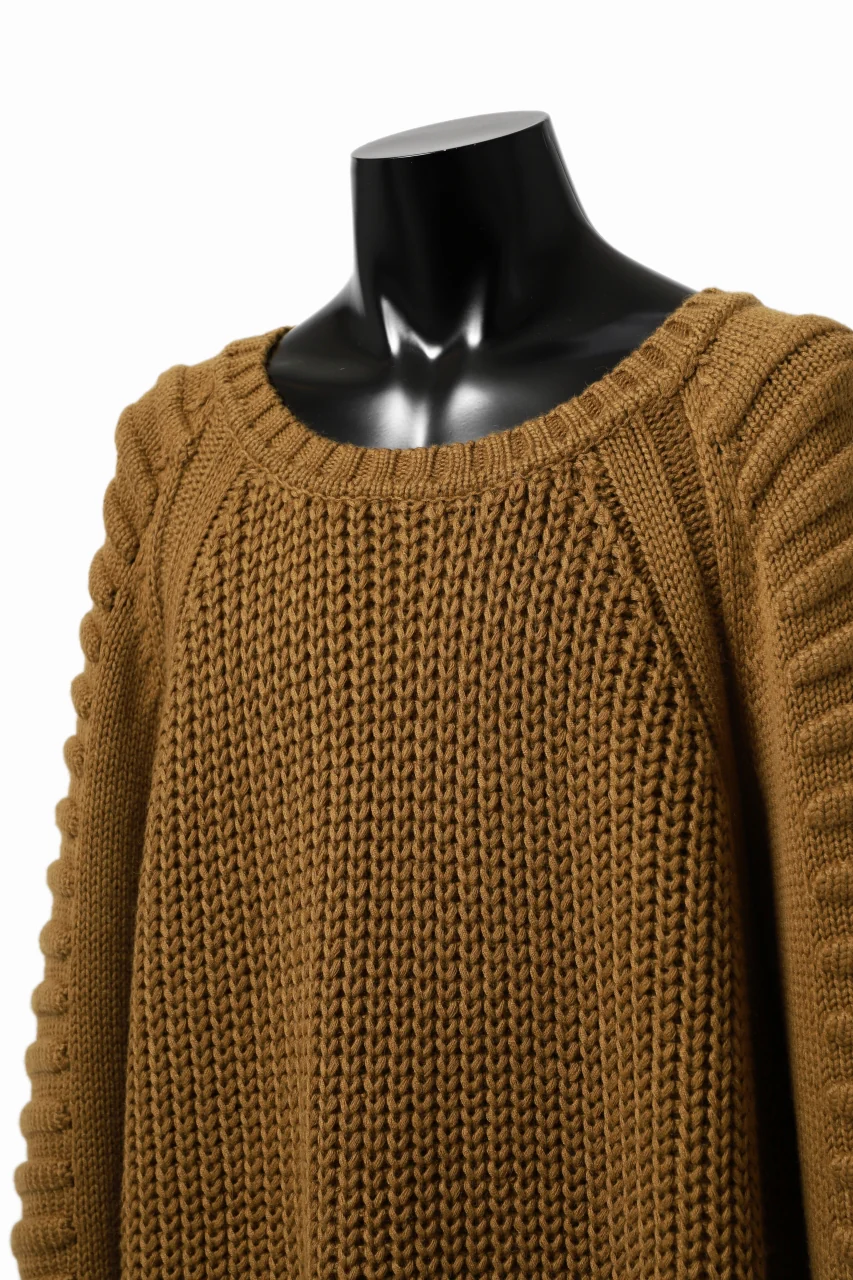 A.F ARTEFACT LOWGAUGE CABLE KNIT PULLOVER LADDER-SLEEVE (MUSTARD) - Image 21
