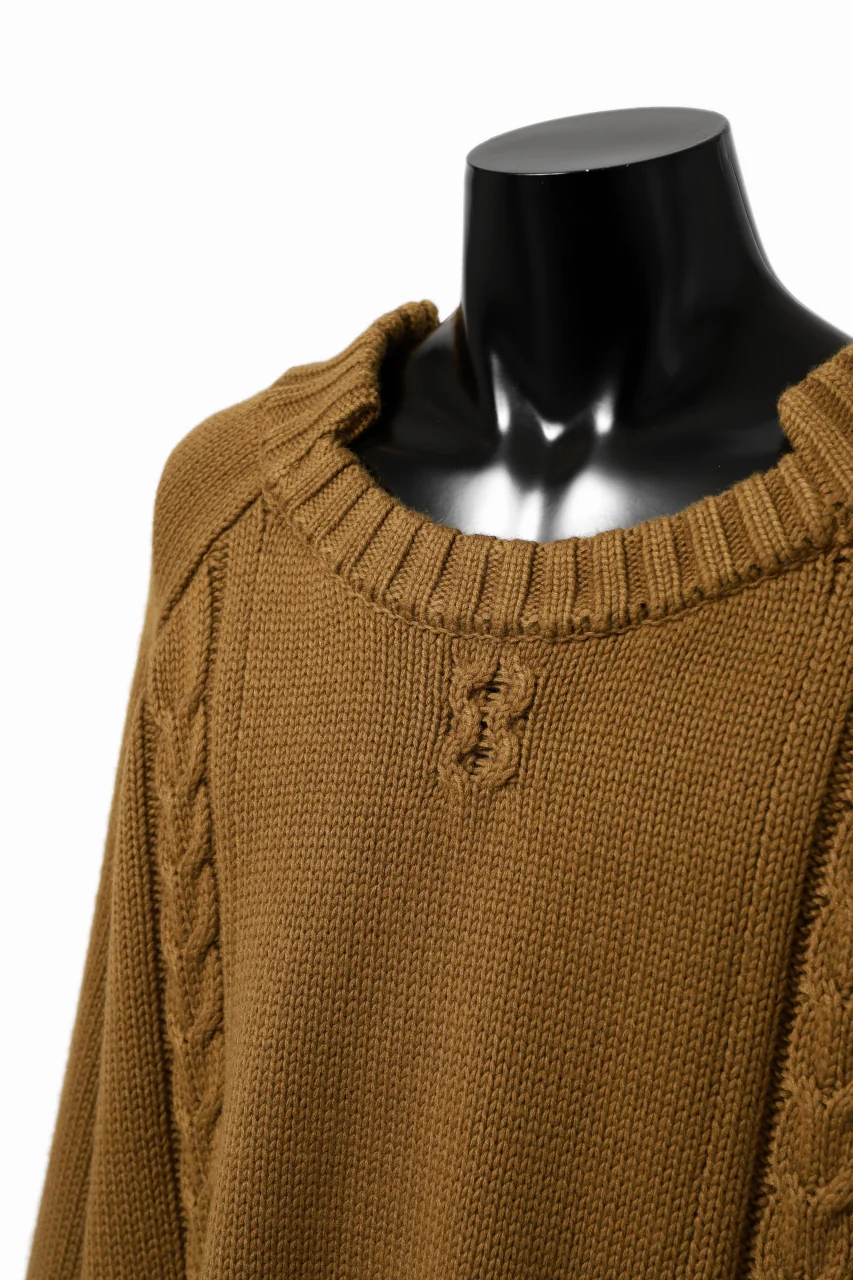 A.F ARTEFACT LOWGAUGE CABLE KNIT PULLOVER LADDER-SLEEVE (MUSTARD) - Image 22