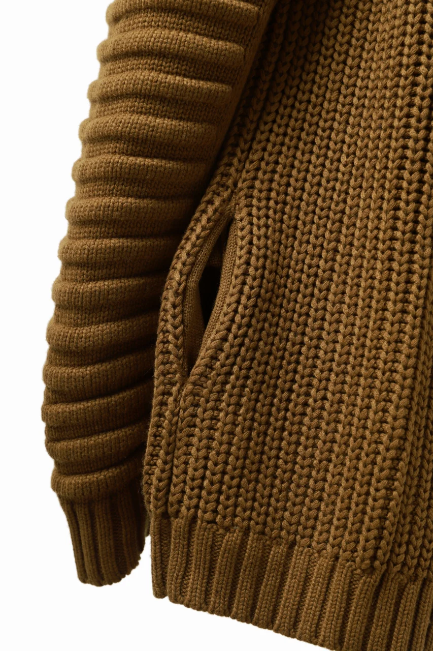 A.F ARTEFACT LOWGAUGE CABLE KNIT PULLOVER LADDER-SLEEVE (MUSTARD) - Image 25