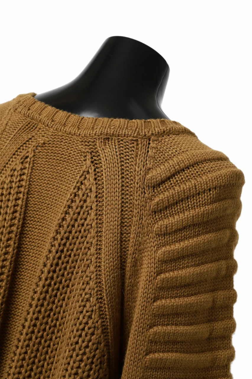 A.F ARTEFACT LOWGAUGE CABLE KNIT PULLOVER LADDER-SLEEVE (MUSTARD) - Image 26