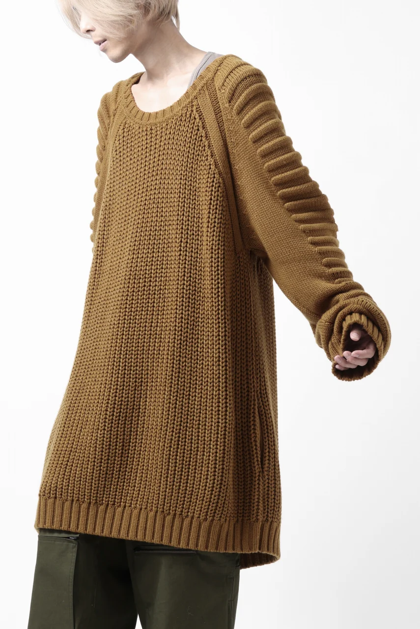 A.F ARTEFACT LOWGAUGE CABLE KNIT PULLOVER LADDER-SLEEVE (MUSTARD) - Image 4