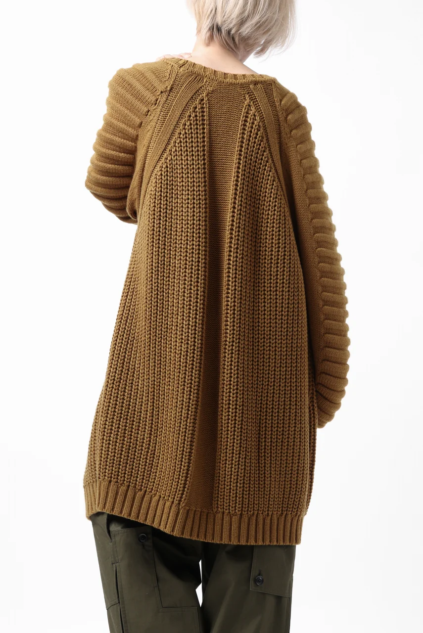A.F ARTEFACT LOWGAUGE CABLE KNIT PULLOVER LADDER-SLEEVE (MUSTARD) - Image 6