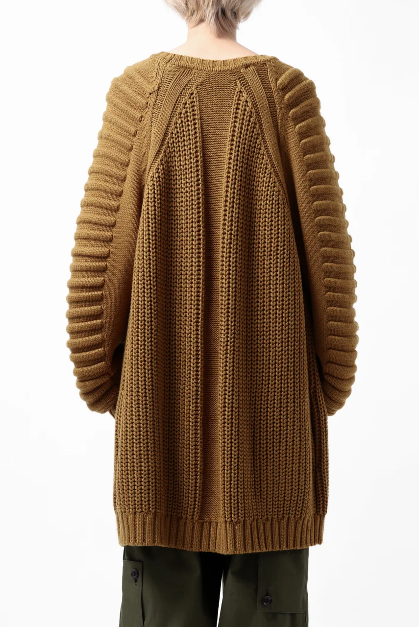 A.F ARTEFACT LOWGAUGE CABLE KNIT PULLOVER LADDER-SLEEVE (MUSTARD) - Image 9