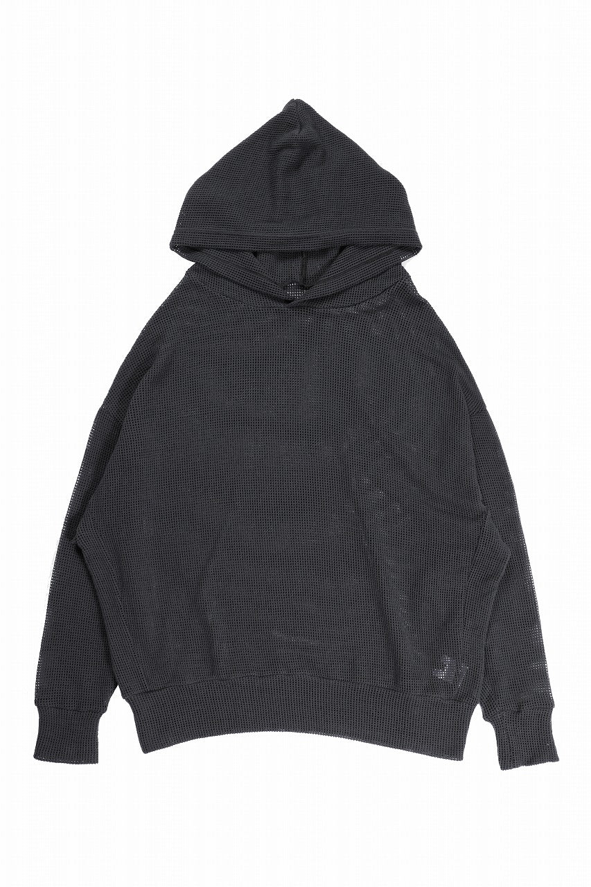 A.F ARTEFACT MESH KNIT HOODIE (CHARCOAL) - Image 2