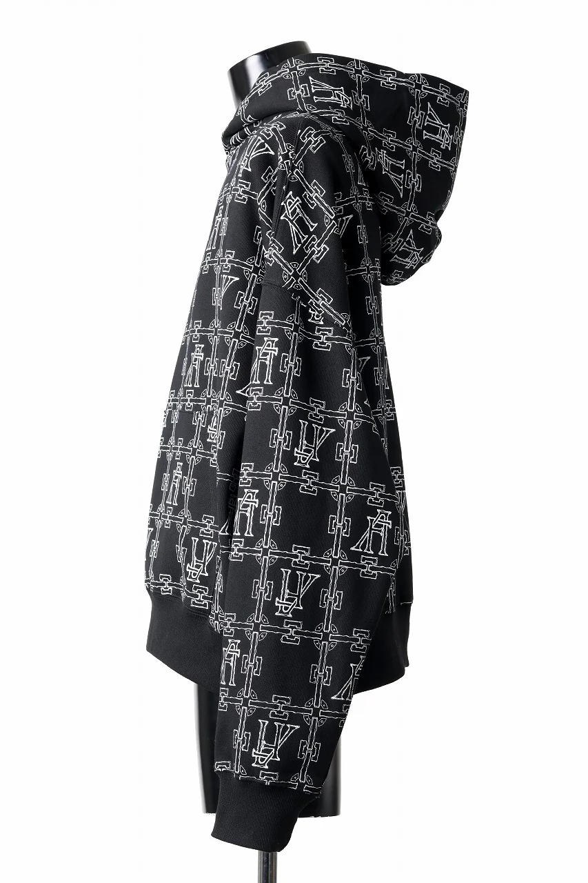 A.F ARTEFACT MONOGRAM PATTERN SWEAT HOODIE (BLACK x WHITE) - Image 10
