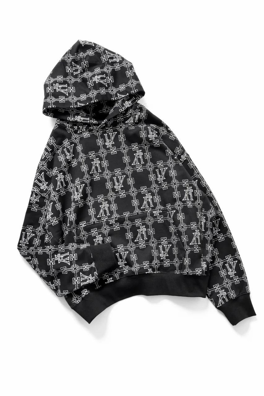 A.F ARTEFACT MONOGRAM PATTERN SWEAT HOODIE (BLACK x WHITE) - Image 2