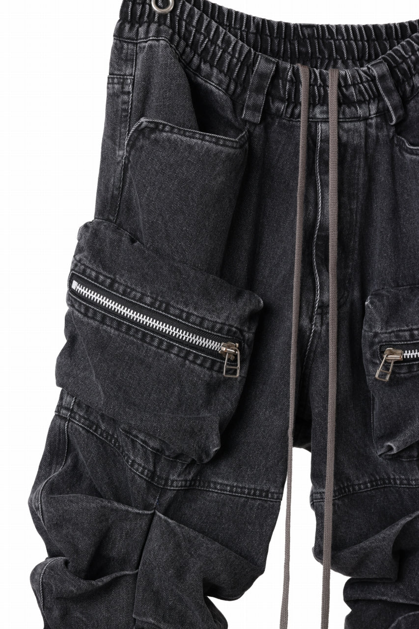 A.F ARTEFACT MONSTER TUCK VOLUME BAGGY PANTS / FADED AGEING DENIM (BLACK) - Image 10