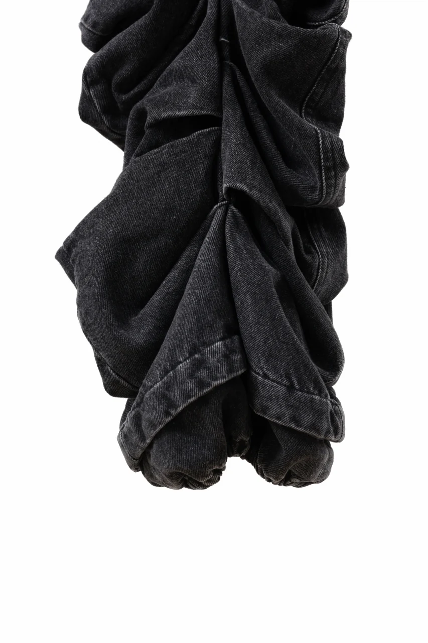 A.F ARTEFACT MONSTER TUCK VOLUME BAGGY PANTS / FADED AGEING DENIM (BLACK) - Image 12