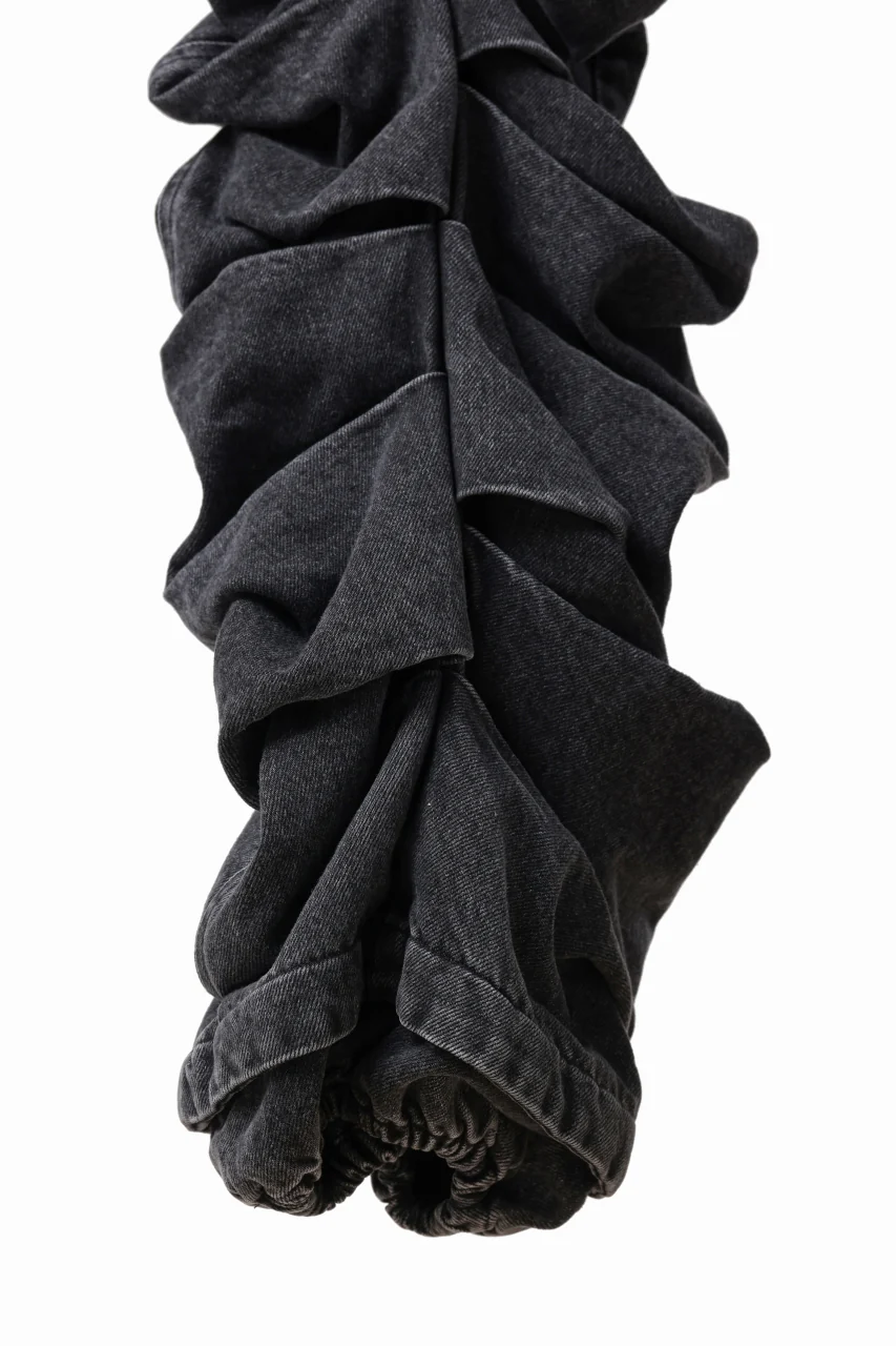 A.F ARTEFACT MONSTER TUCK VOLUME BAGGY PANTS / FADED AGEING DENIM (BLACK) - Image 13