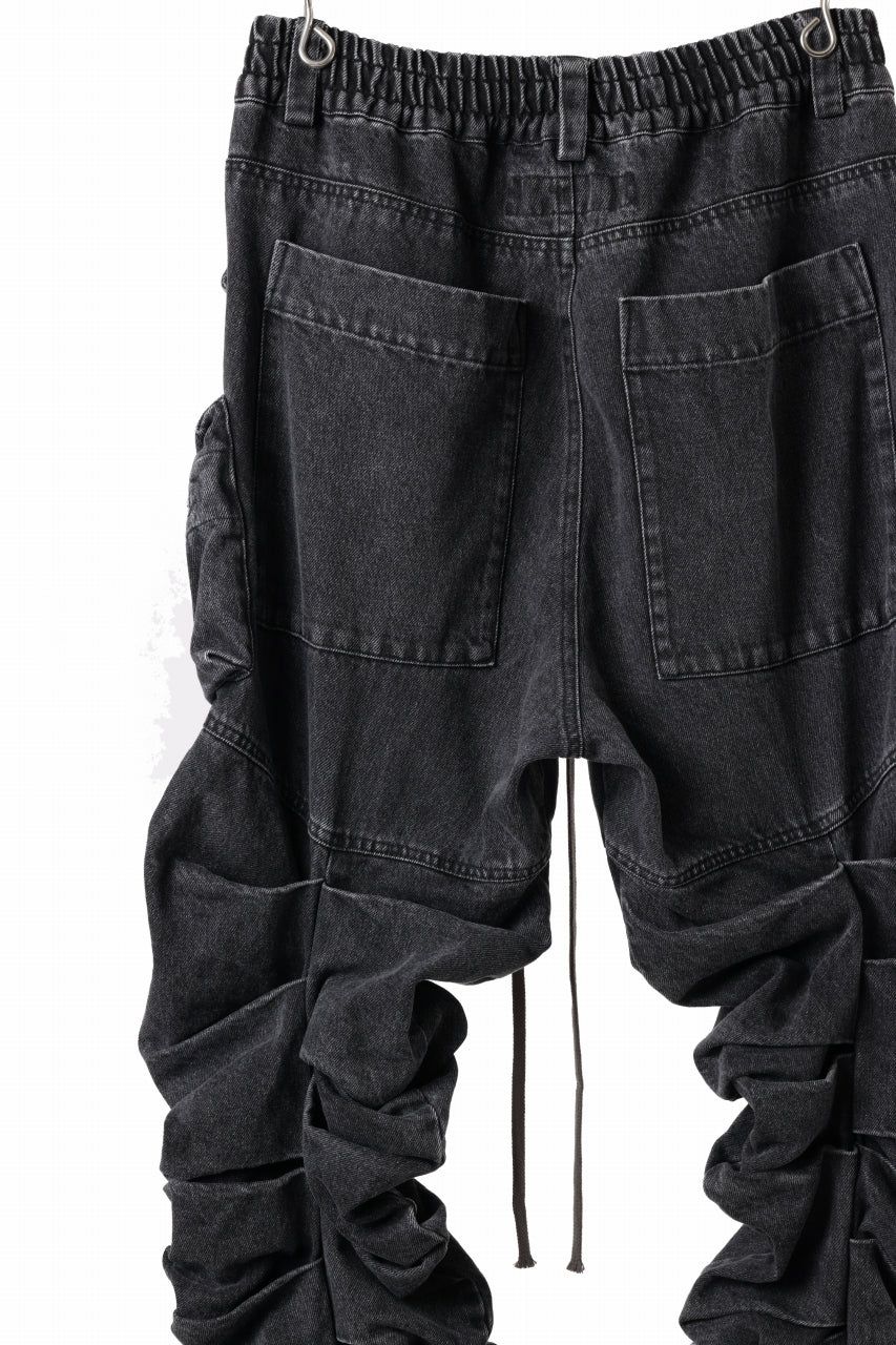 A.F ARTEFACT MONSTER TUCK VOLUME BAGGY PANTS / FADED AGEING DENIM (BLACK) - Image 14