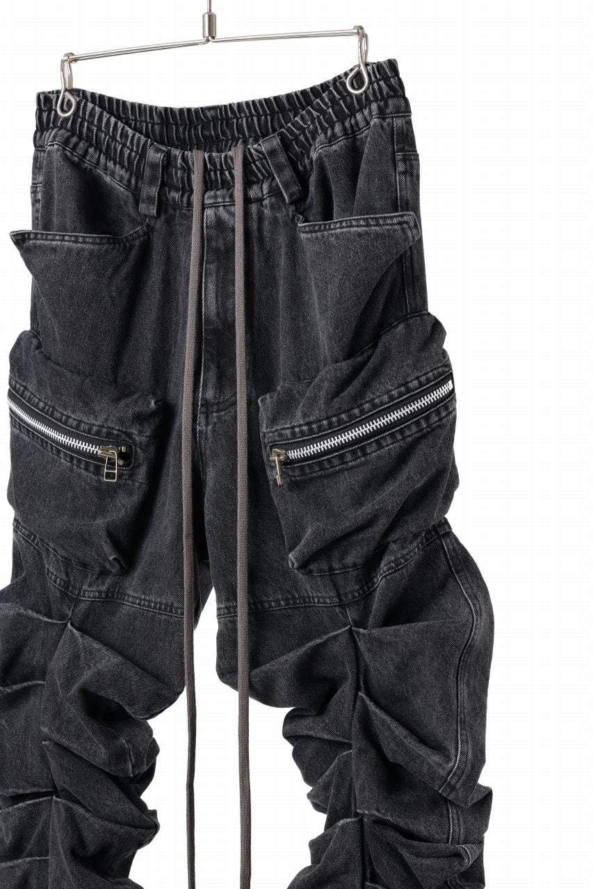 A.F ARTEFACT MONSTER TUCK VOLUME BAGGY PANTS / FADED AGEING DENIM (BLACK) - Image 5