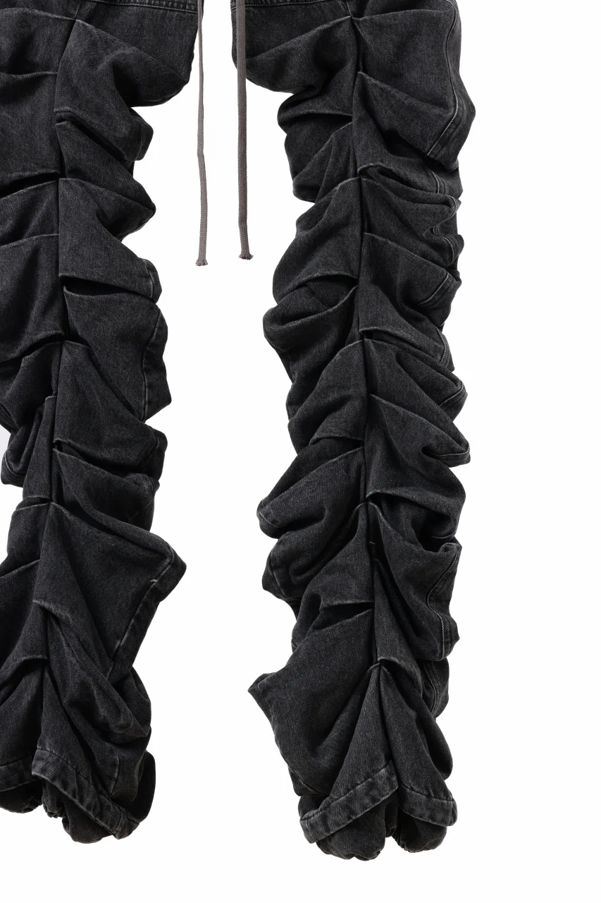 A.F ARTEFACT MONSTER TUCK VOLUME BAGGY PANTS / FADED AGEING DENIM (BLACK) - Image 6