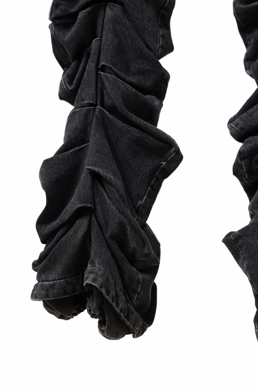 A.F ARTEFACT MONSTER TUCK VOLUME BAGGY PANTS / FADED AGEING DENIM (BLACK) - Image 7