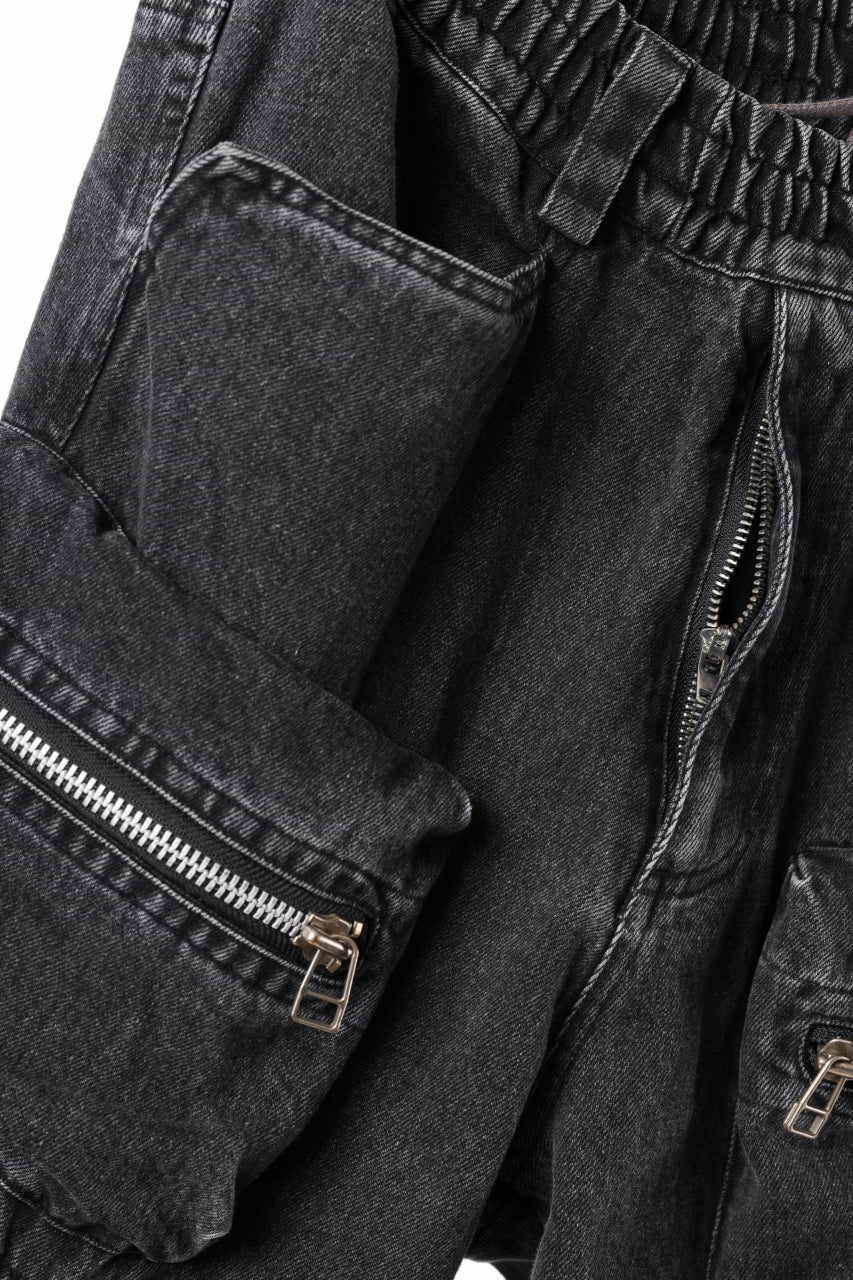 A.F ARTEFACT MONSTER TUCK VOLUME BAGGY PANTS / FADED AGEING DENIM (BLACK) - Image 8