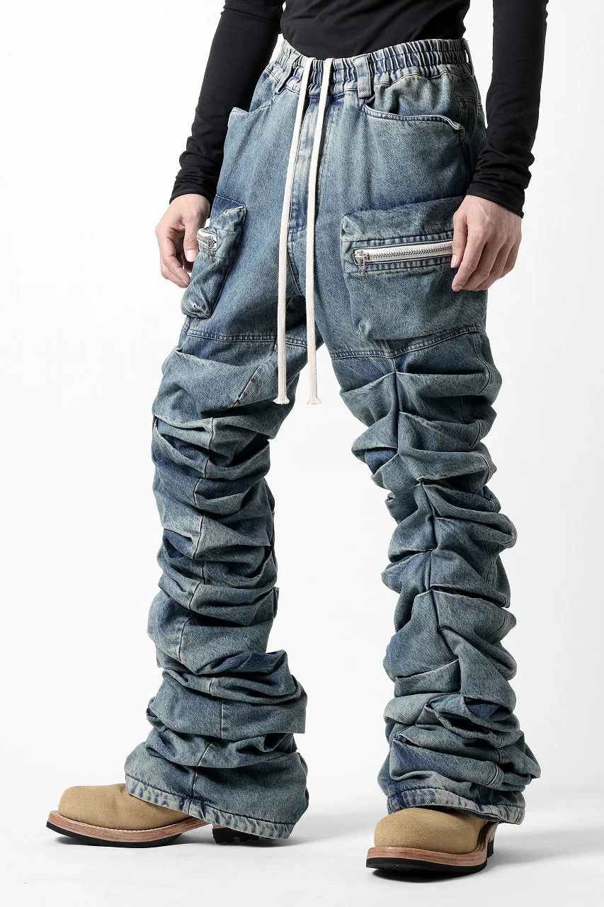 A.F ARTEFACT MONSTER TUCK VOLUME BAGGY PANTS / FADED AGEING DENIM (BLUE) - Image 11
