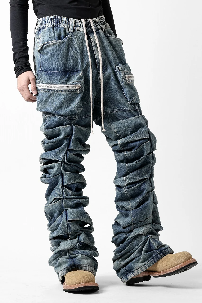 A.F ARTEFACT MONSTER TUCK VOLUME BAGGY PANTS / FADED AGEING DENIM (BLUE) - Image 12