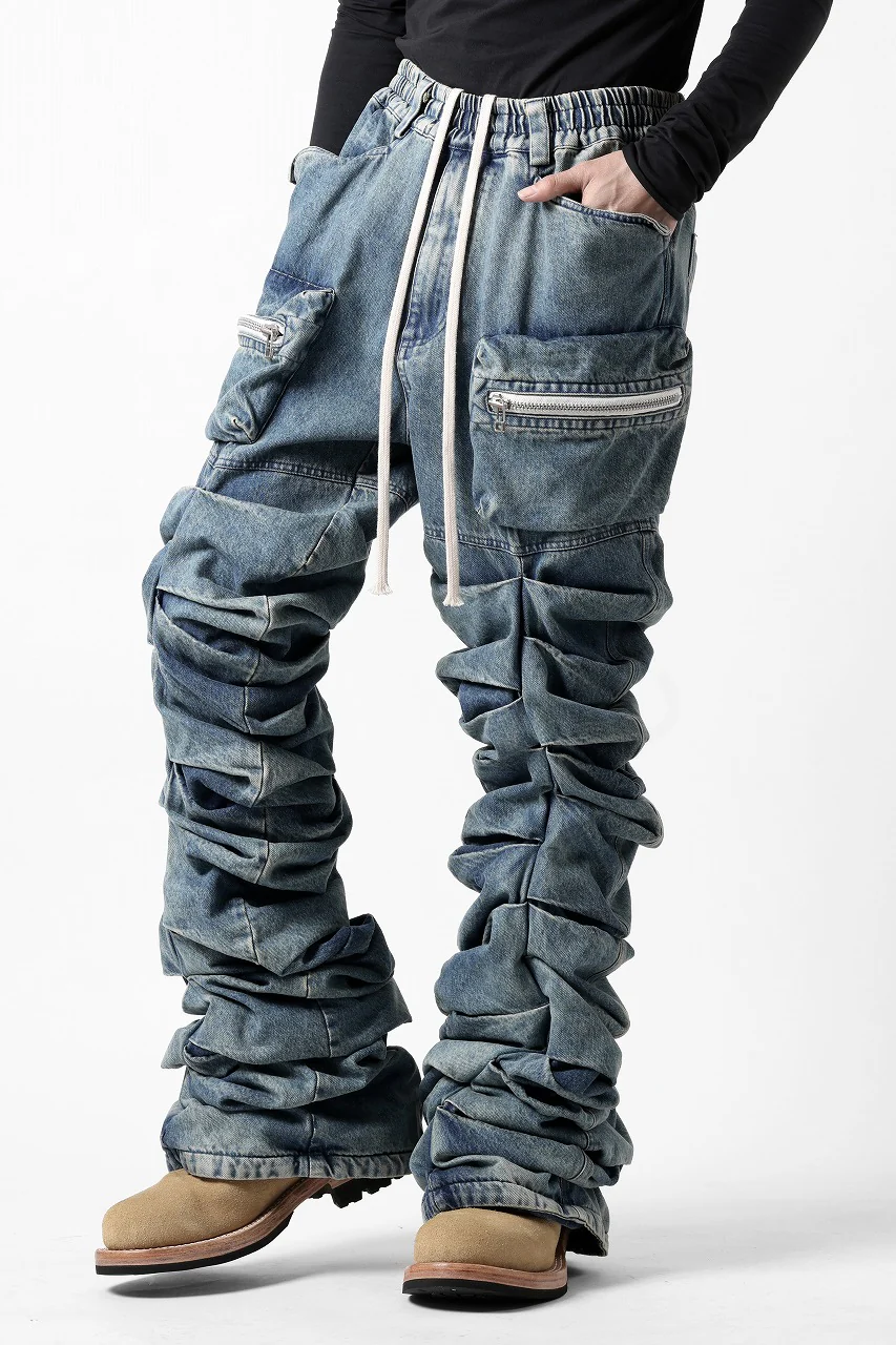 A.F ARTEFACT MONSTER TUCK VOLUME BAGGY PANTS / FADED AGEING DENIM (BLUE) - Image 13