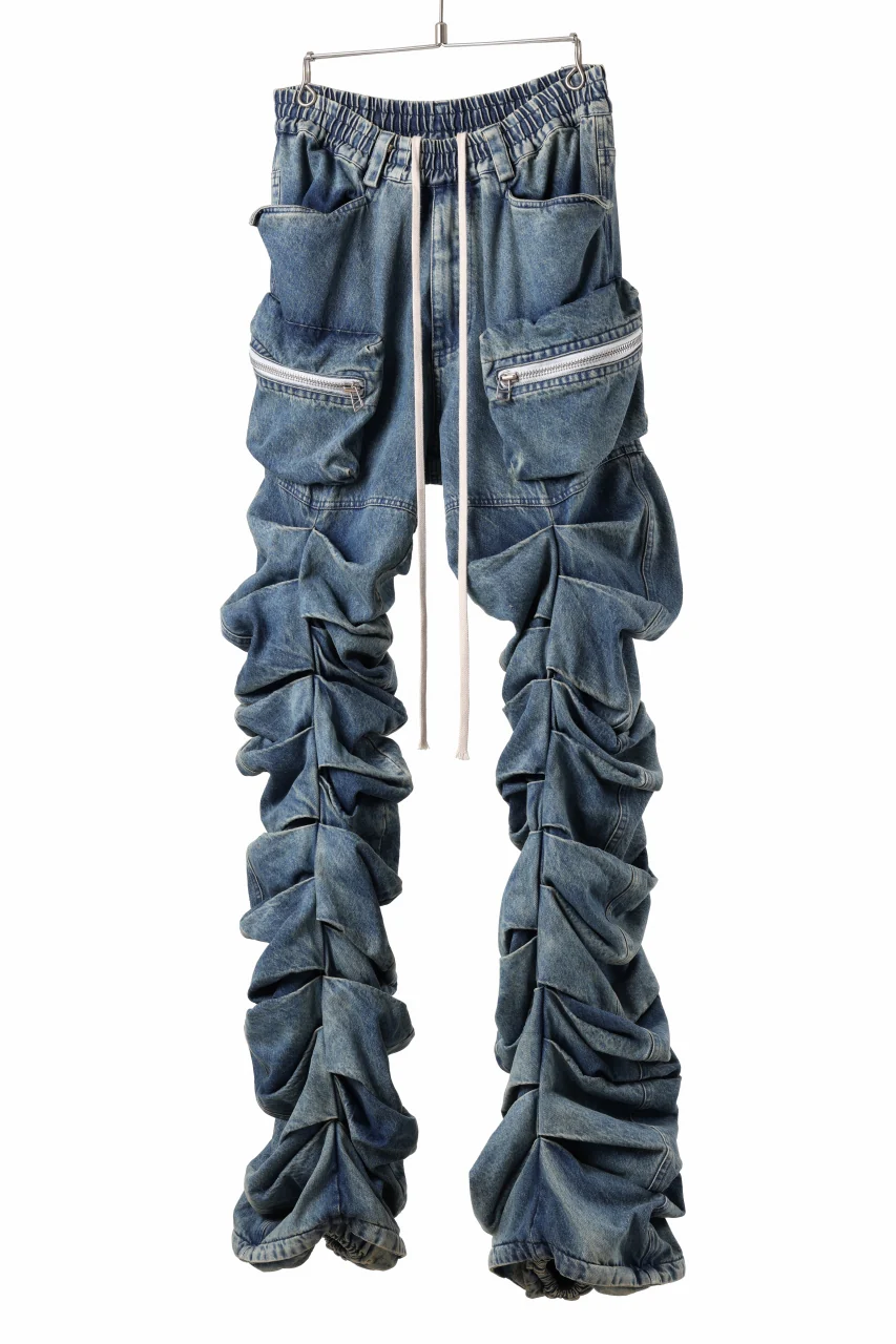 A.F ARTEFACT MONSTER TUCK VOLUME BAGGY PANTS / FADED AGEING DENIM (BLUE) - Image 14
