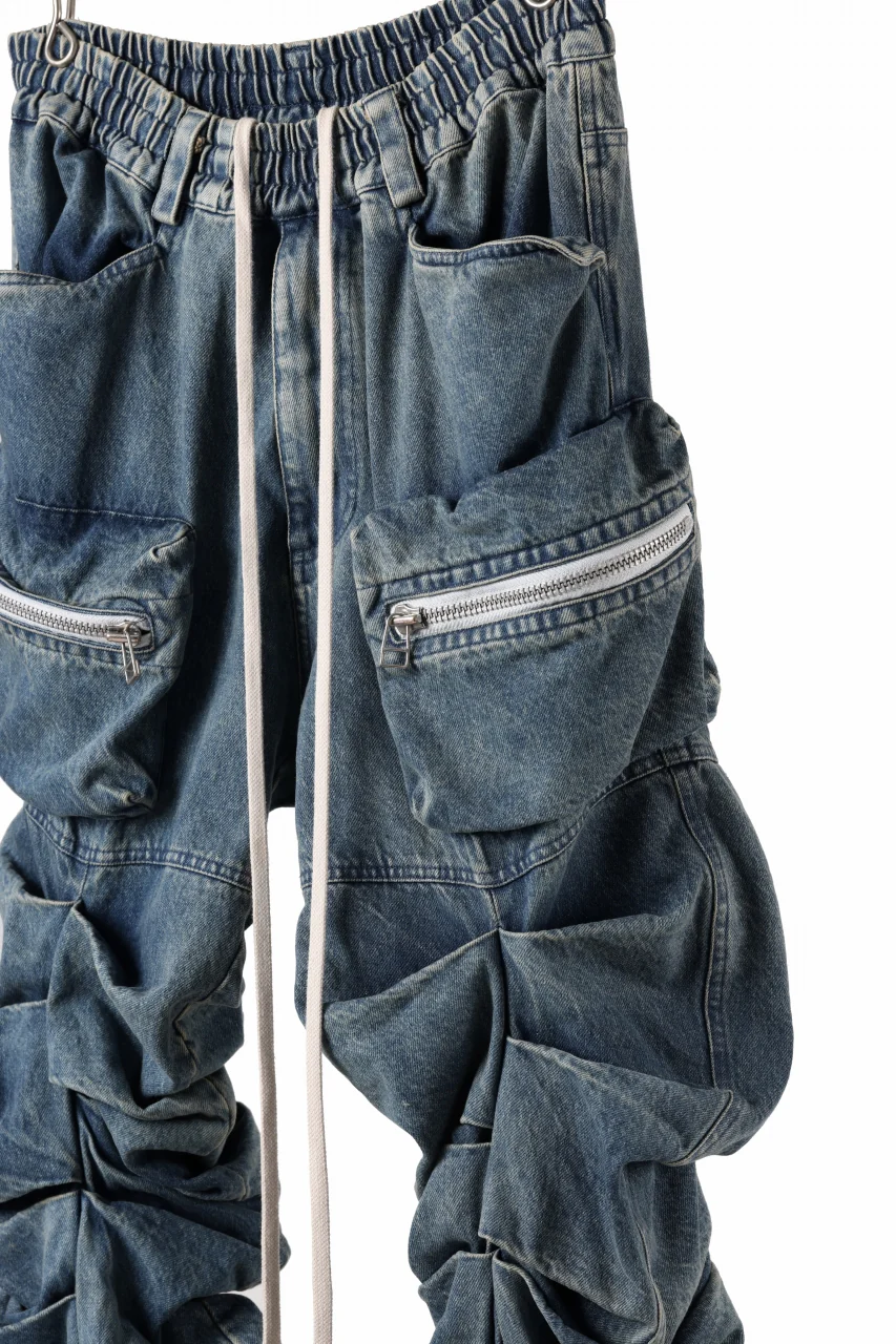 A.F ARTEFACT MONSTER TUCK VOLUME BAGGY PANTS / FADED AGEING DENIM (BLUE) - Image 17