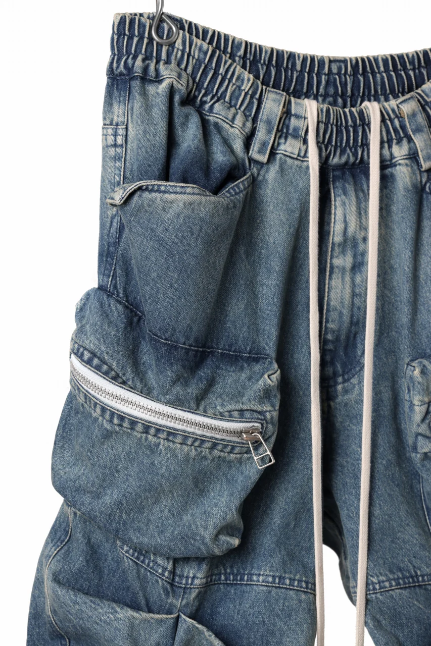 A.F ARTEFACT MONSTER TUCK VOLUME BAGGY PANTS / FADED AGEING DENIM (BLUE) - Image 19