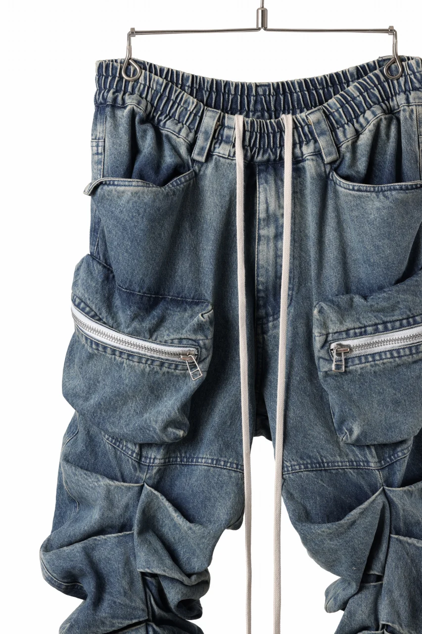 A.F ARTEFACT MONSTER TUCK VOLUME BAGGY PANTS / FADED AGEING DENIM (BLUE) - Image 20