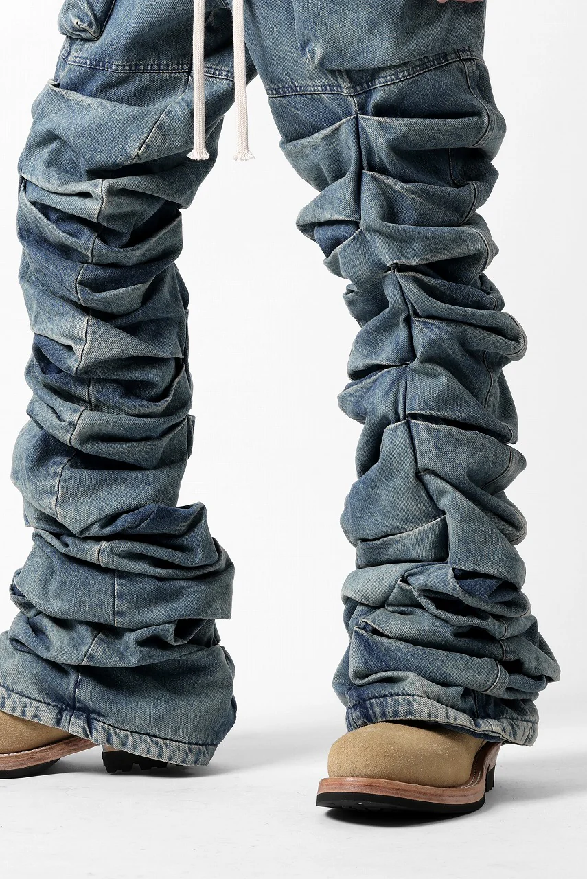 A.F ARTEFACT MONSTER TUCK VOLUME BAGGY PANTS / FADED AGEING DENIM (BLUE) - Image 24