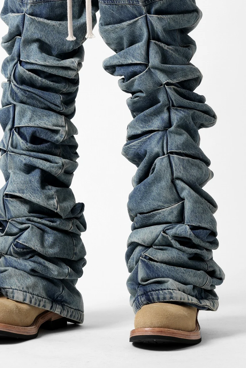 A.F ARTEFACT MONSTER TUCK VOLUME BAGGY PANTS / FADED AGEING DENIM (BLUE) - Image 26