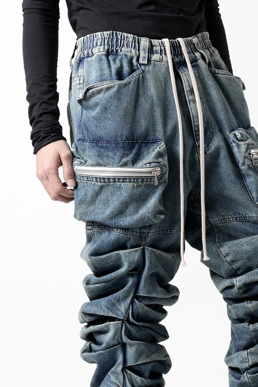 A.F ARTEFACT MONSTER TUCK VOLUME BAGGY PANTS / FADED AGEING DENIM (BLUE) - Image 29