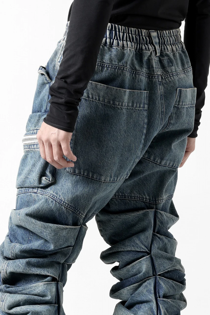 A.F ARTEFACT MONSTER TUCK VOLUME BAGGY PANTS / FADED AGEING DENIM (BLUE) - Image 31