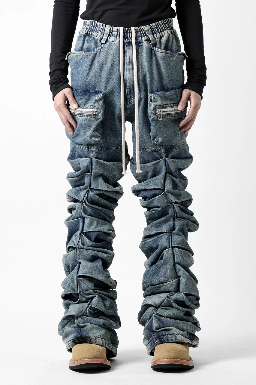 A.F ARTEFACT MONSTER TUCK VOLUME BAGGY PANTS / FADED AGEING DENIM (BLUE) - Image 5