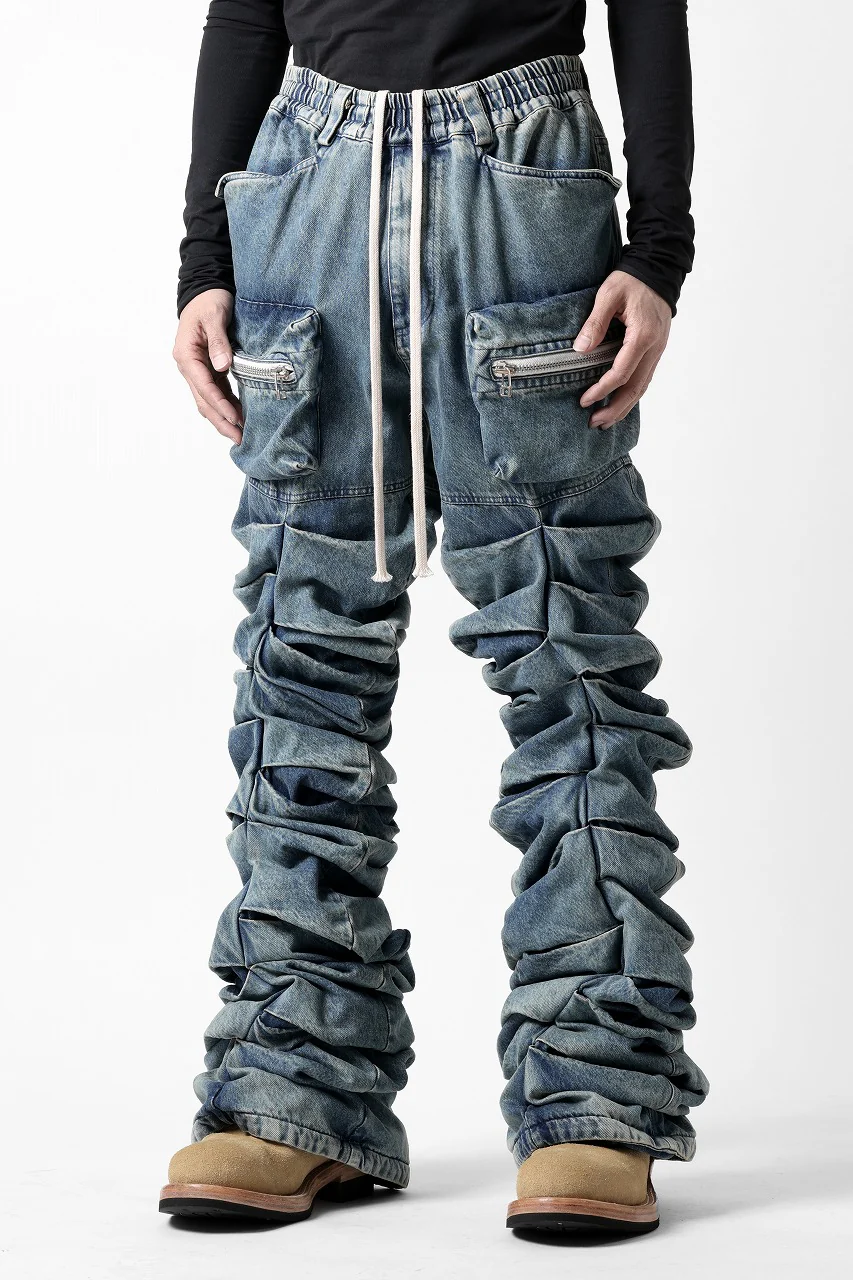 A.F ARTEFACT MONSTER TUCK VOLUME BAGGY PANTS / FADED AGEING DENIM (BLUE) - Image 6