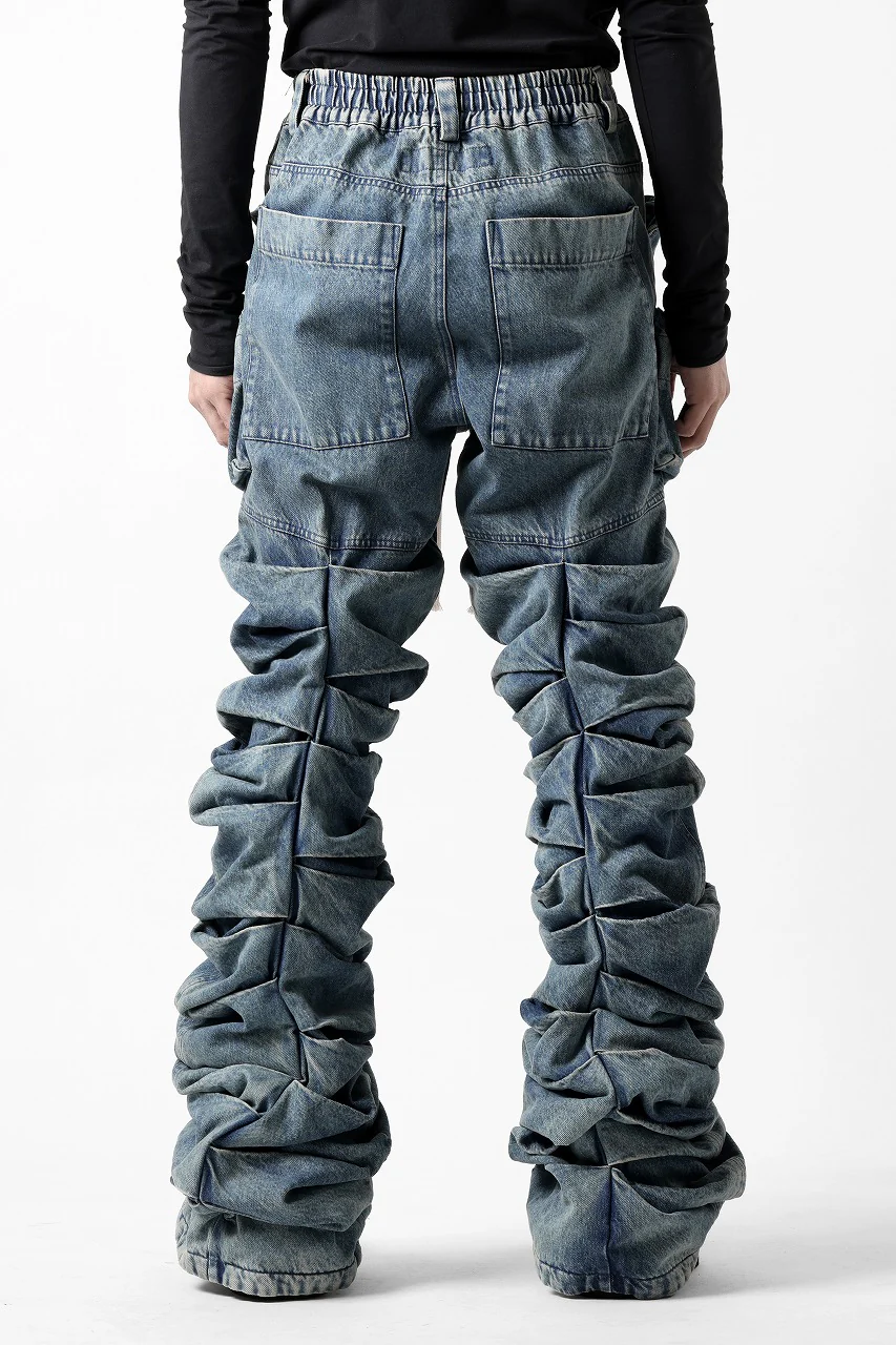 A.F ARTEFACT MONSTER TUCK VOLUME BAGGY PANTS / FADED AGEING DENIM (BLUE) - Image 7