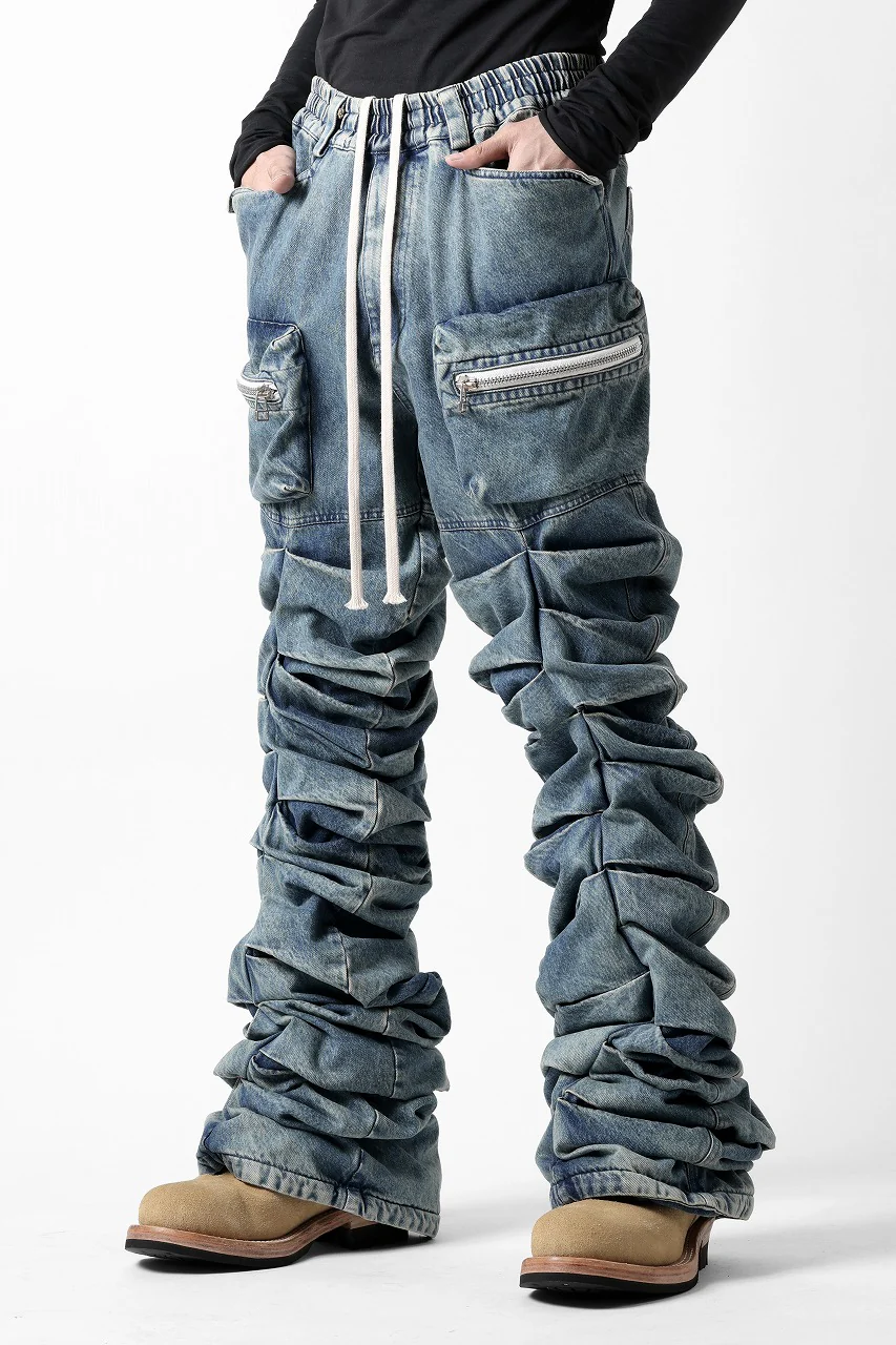 A.F ARTEFACT MONSTER TUCK VOLUME BAGGY PANTS / FADED AGEING DENIM (BLUE) - Image 8