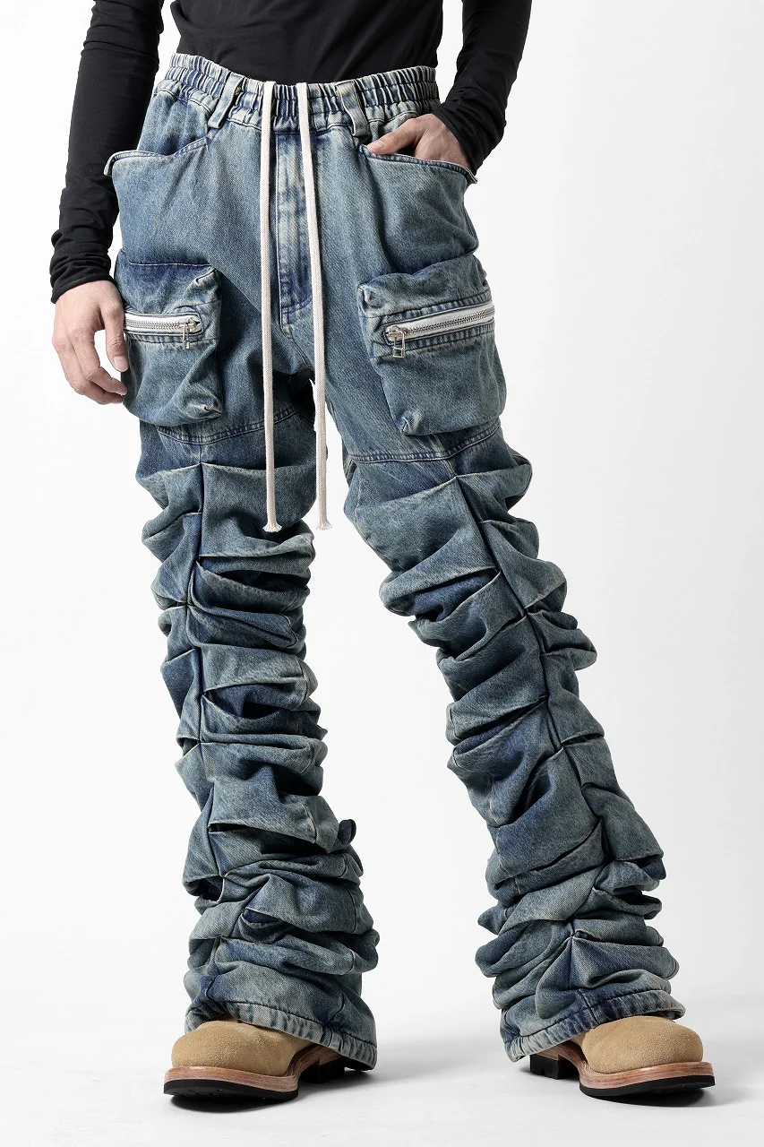 A.F ARTEFACT MONSTER TUCK VOLUME BAGGY PANTS / FADED AGEING DENIM (BLUE) - Image 9