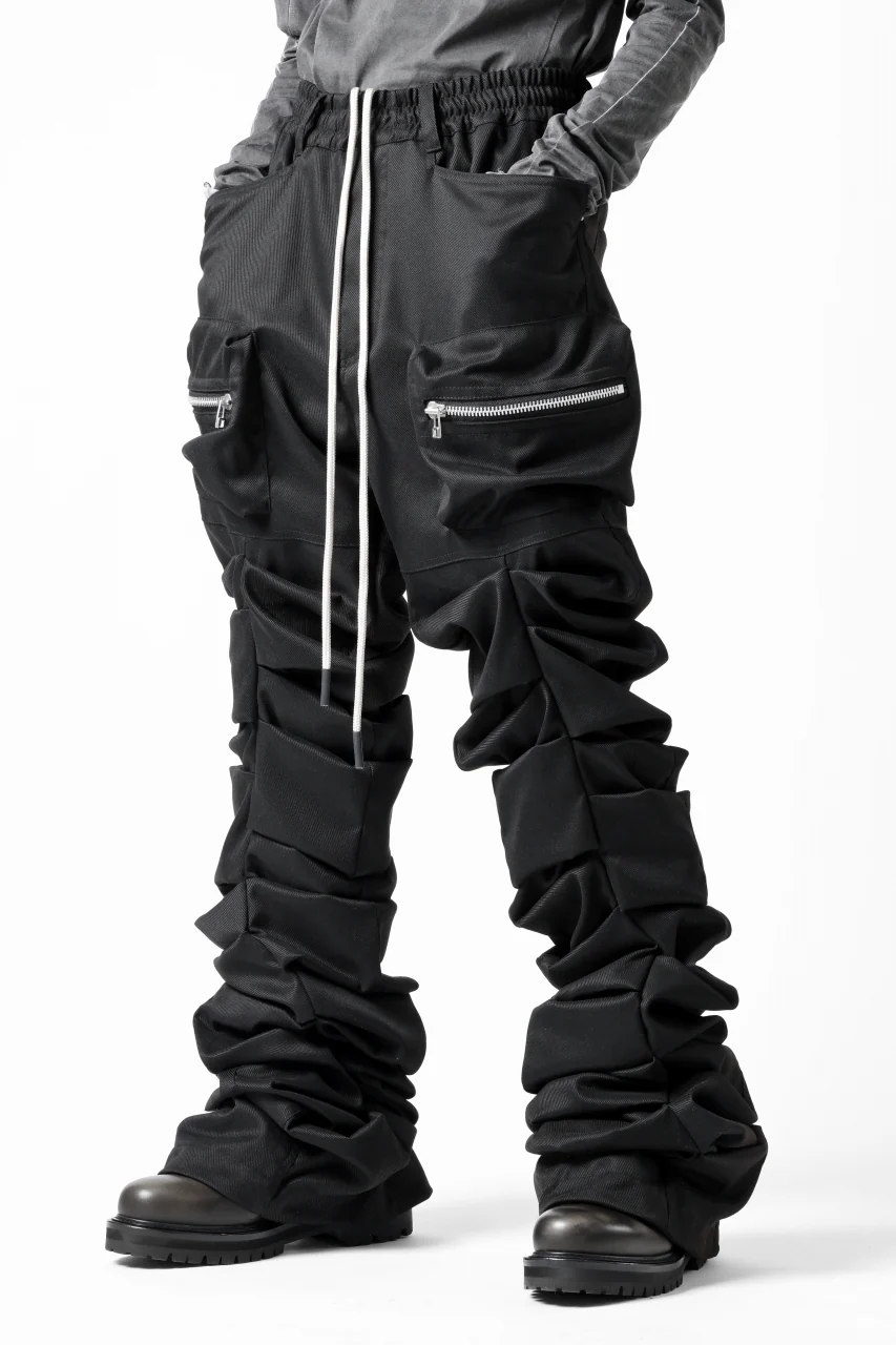 A.F ARTEFACT MONSTER TUCK VOLUME BAGGY PANTS / LUXE-TWILL (BLACK) - Image 7