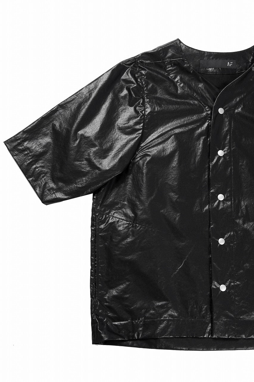 A.F ARTEFACT NO COLLAR SHIRT / COATING COTTON (BLACK) - Image 2