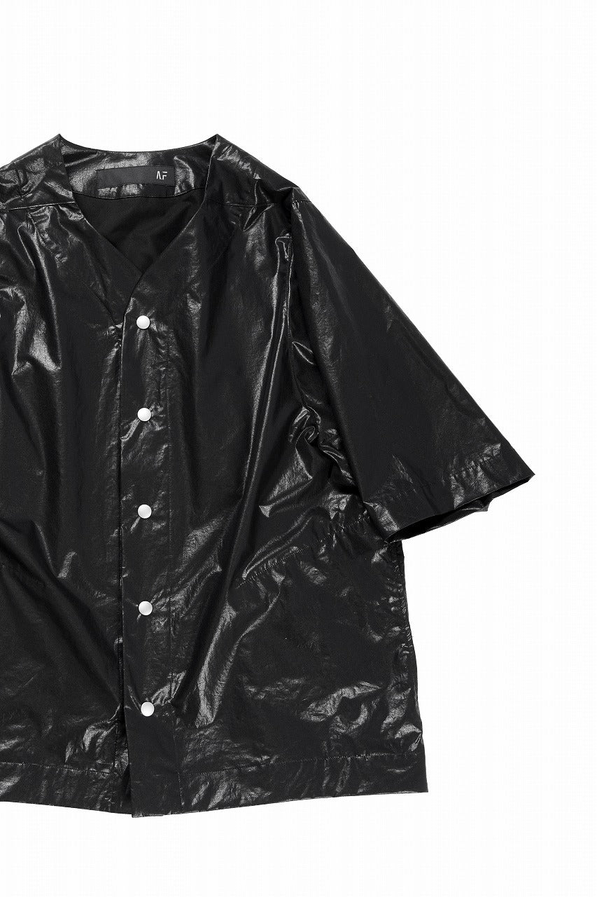 A.F ARTEFACT NO COLLAR SHIRT / COATING COTTON (BLACK) - Image 3