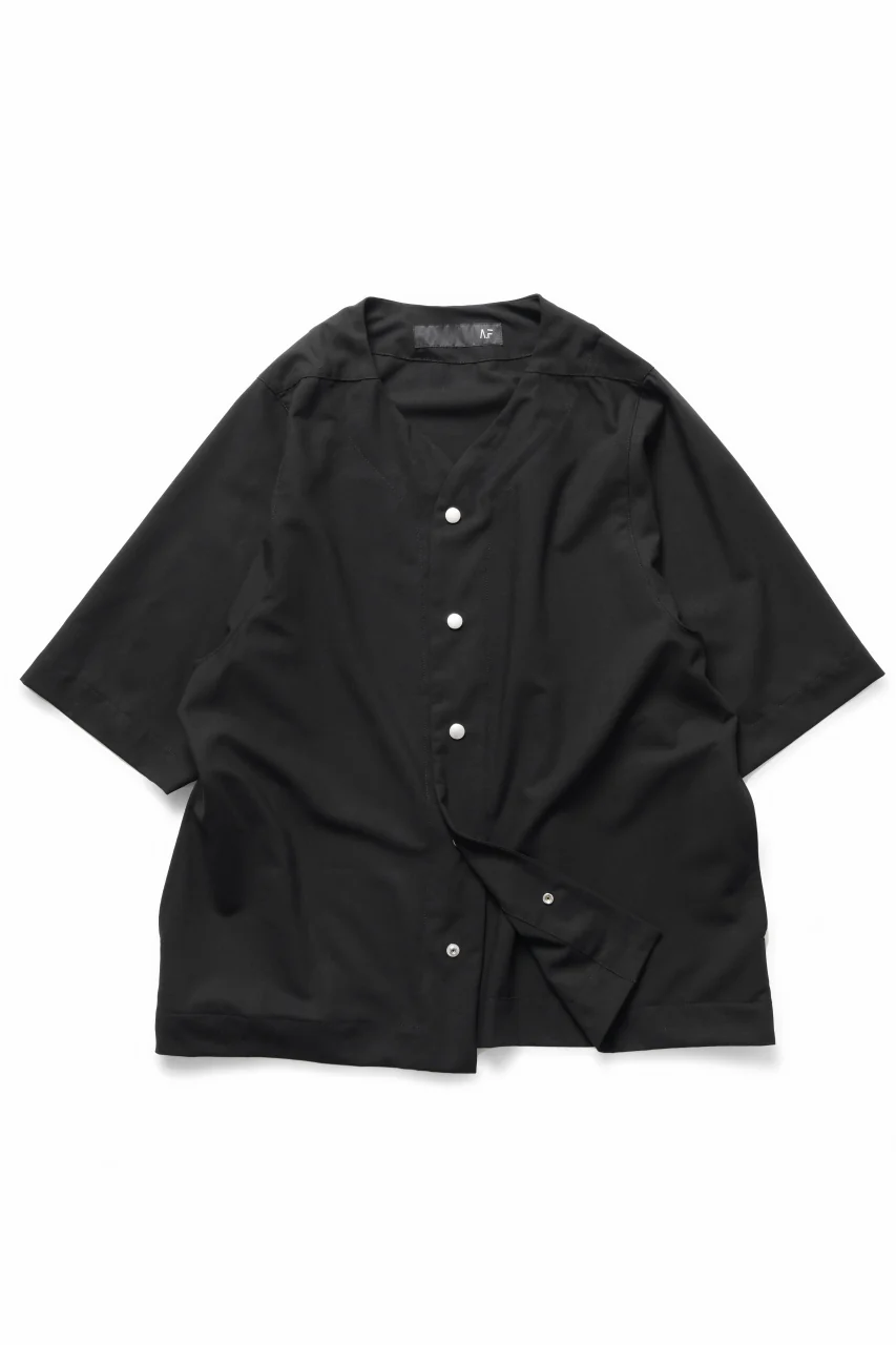A.F ARTEFACT NO COLLAR SHIRT / TROPICAL WOOL (BLACK) - Image 2