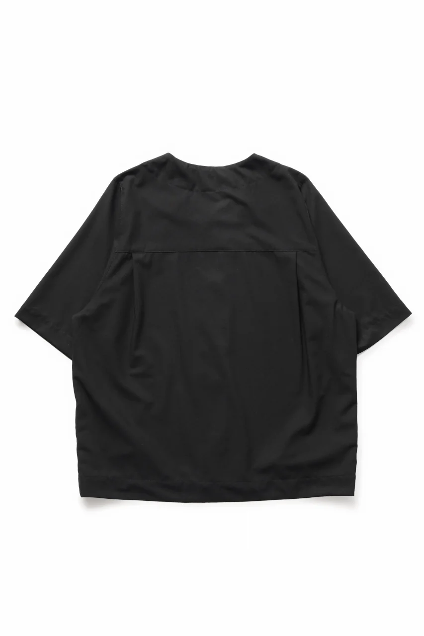 A.F ARTEFACT NO COLLAR SHIRT / TROPICAL WOOL (BLACK) - Image 3
