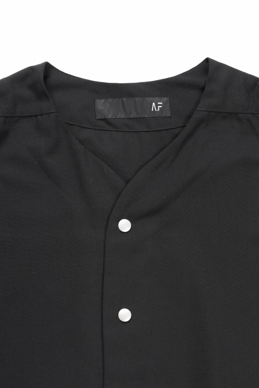 A.F ARTEFACT NO COLLAR SHIRT / TROPICAL WOOL (BLACK) - Image 4