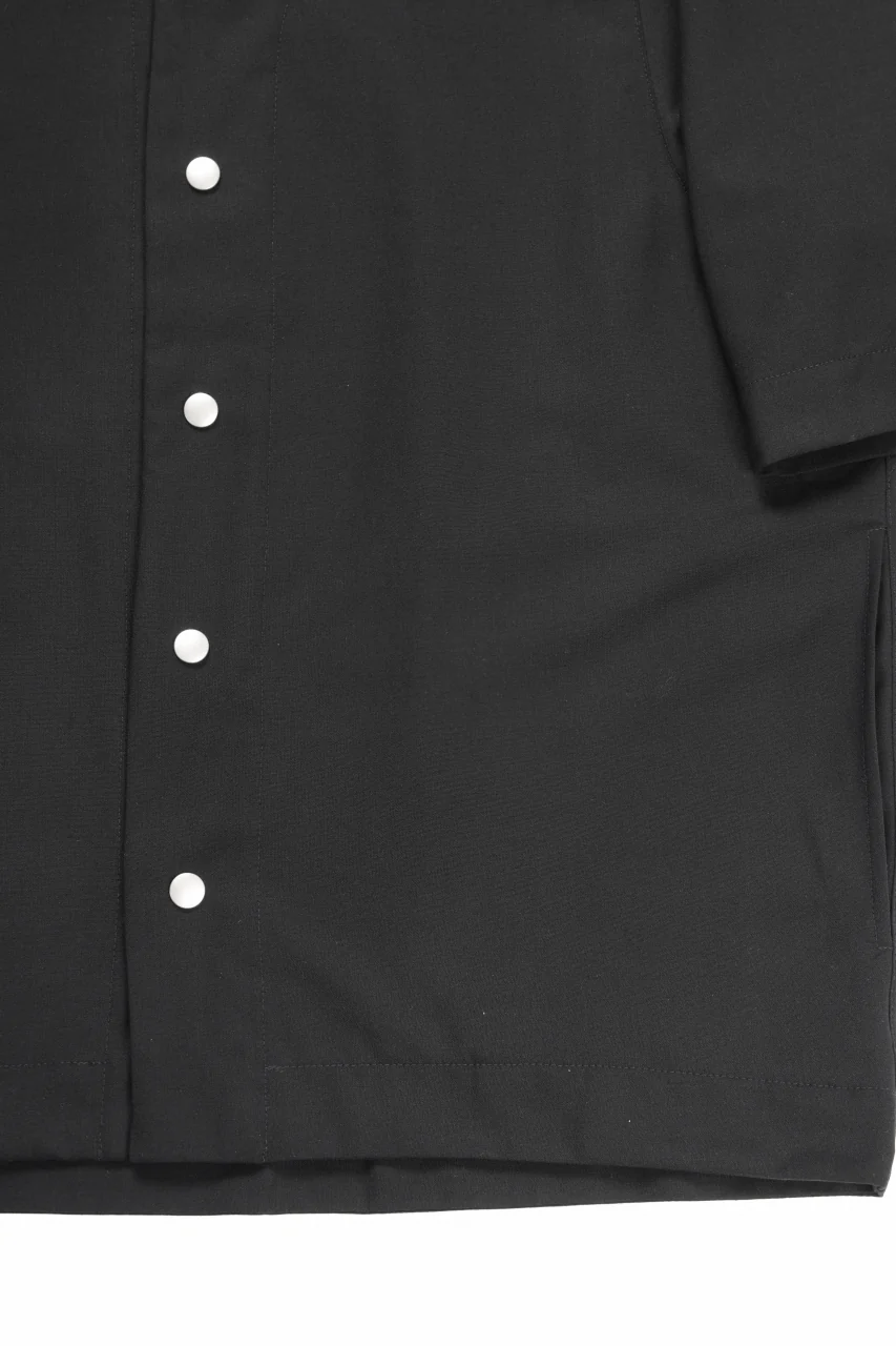 A.F ARTEFACT NO COLLAR SHIRT / TROPICAL WOOL (BLACK) - Image 5