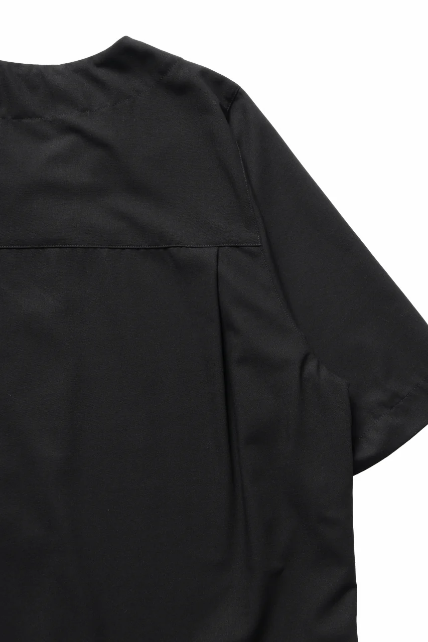 A.F ARTEFACT NO COLLAR SHIRT / TROPICAL WOOL (BLACK) - Image 9