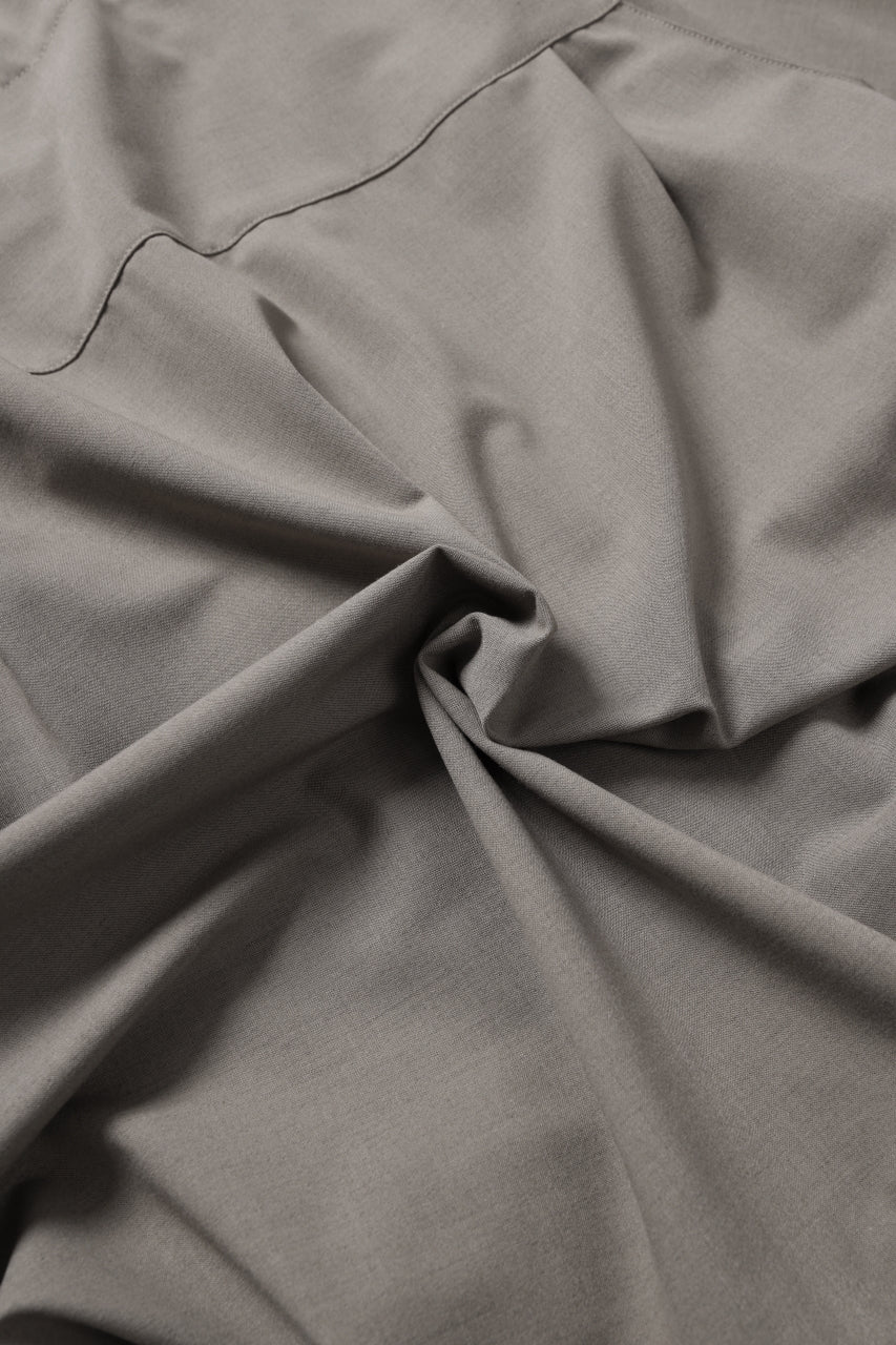 A.F ARTEFACT NO COLLAR SHIRT / TROPICAL WOOL (LIGHT BEIGE) - Image 11