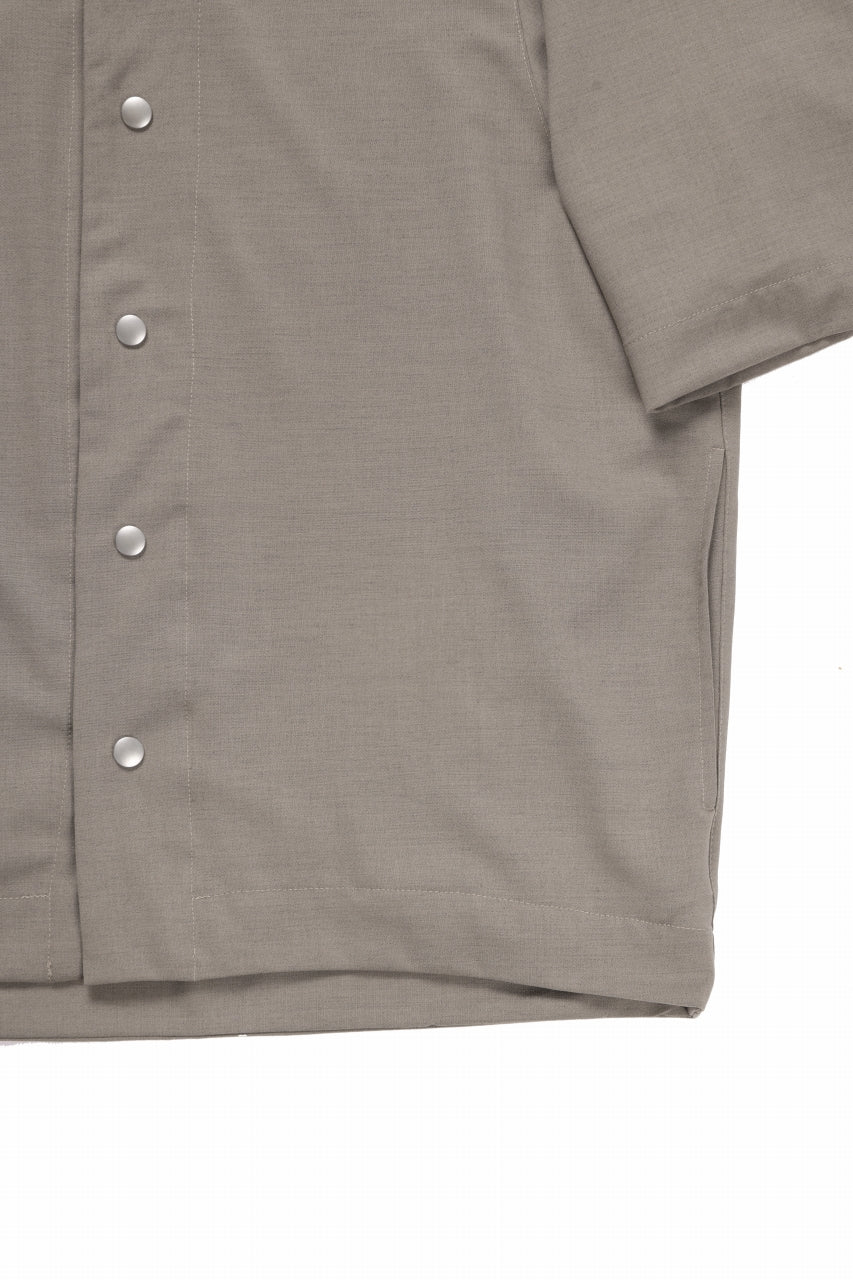 A.F ARTEFACT NO COLLAR SHIRT / TROPICAL WOOL (LIGHT BEIGE) - Image 7