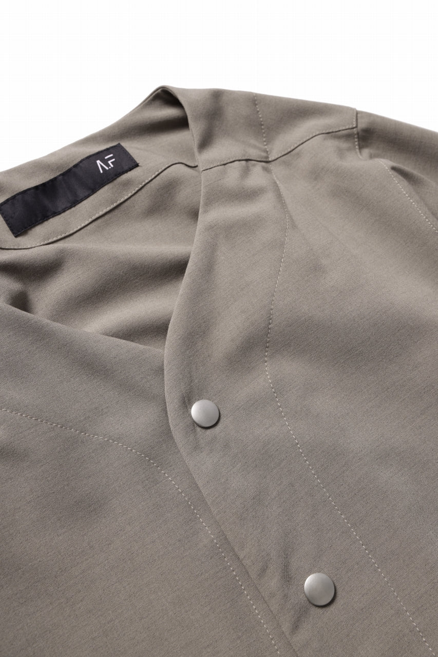 A.F ARTEFACT NO COLLAR SHIRT / TROPICAL WOOL (LIGHT BEIGE) - Image 8